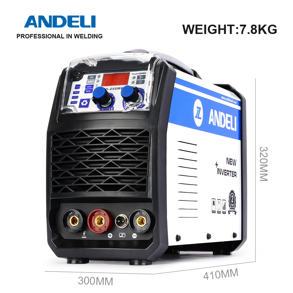 ANDELI 220V MIG-250ME Semi-automatic MIG Welding Machine Lift TIG MMA MIG 3 in 1 Welding without Gas Flux Core Wire MIG Welder