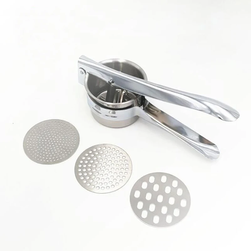 

3 In 1 Stainless Steel Manual Fruit Juicer Hand Press Potato Ricer with 3 Interchangeable Fineness Discs Mashers Ricers Kitchen
