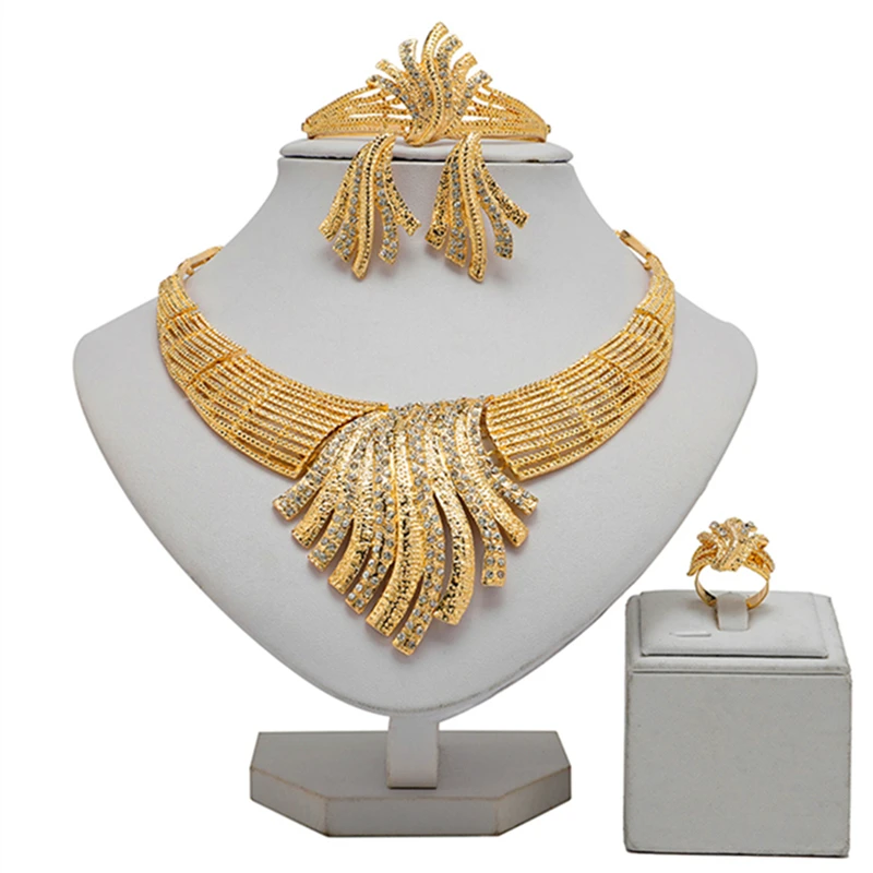 

ZuoDi Exquisite Dubai Gold Bridal Jewelry Set Nigerian Wedding woman accessories jewelry set African Beads costume Jewelry Set