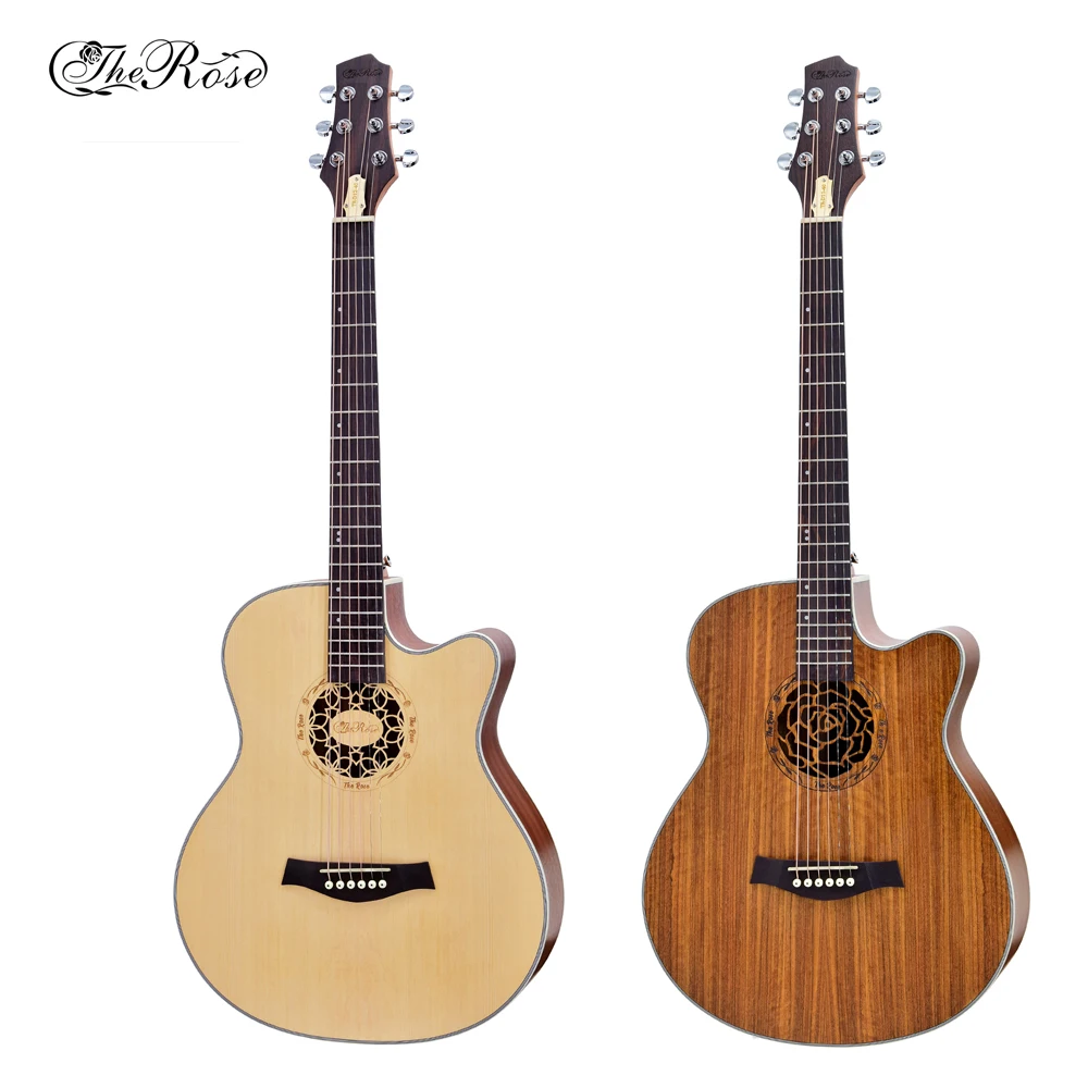 Розовая гитара 40 дюймов Акустическая материал ореха матовая профессиональная