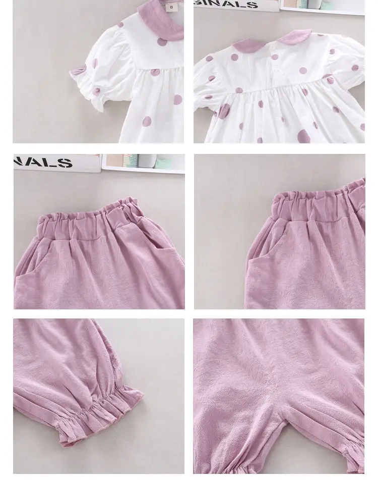 

Summer Girl Clothing Sets Cotton Short Puff Sleeve Blouse+shorts 2pcs Children Trouser Sets Sweet Fashion Girls Clothes For 0-4t