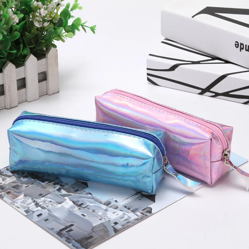 New laser pencil bag Simple ladies cosmetic bag cylinder storage bag male and female students stationery pencil bag CL-19222