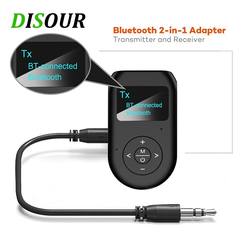 ЖК дисплей Bluetooth 5 0 аудио передатчик приемник 3 мм AUX стерео с микрофоном Handfrees