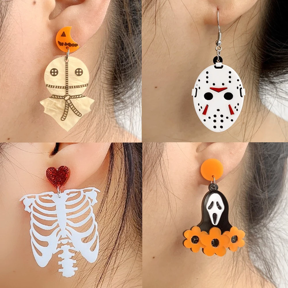 PF1271 Halloween Horror figure Unusual Earrings 2021 Trend Japanese Acrylic Earrings for Women Women's Jewelry Accessories Gifts
