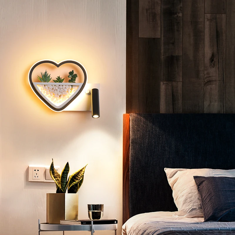

Modern LED Wall Lamp Heart Sconce Bedroom Bedside Lighting Simple Nordic Dining Balcony Aisle Living Room Spotlight Decor Light