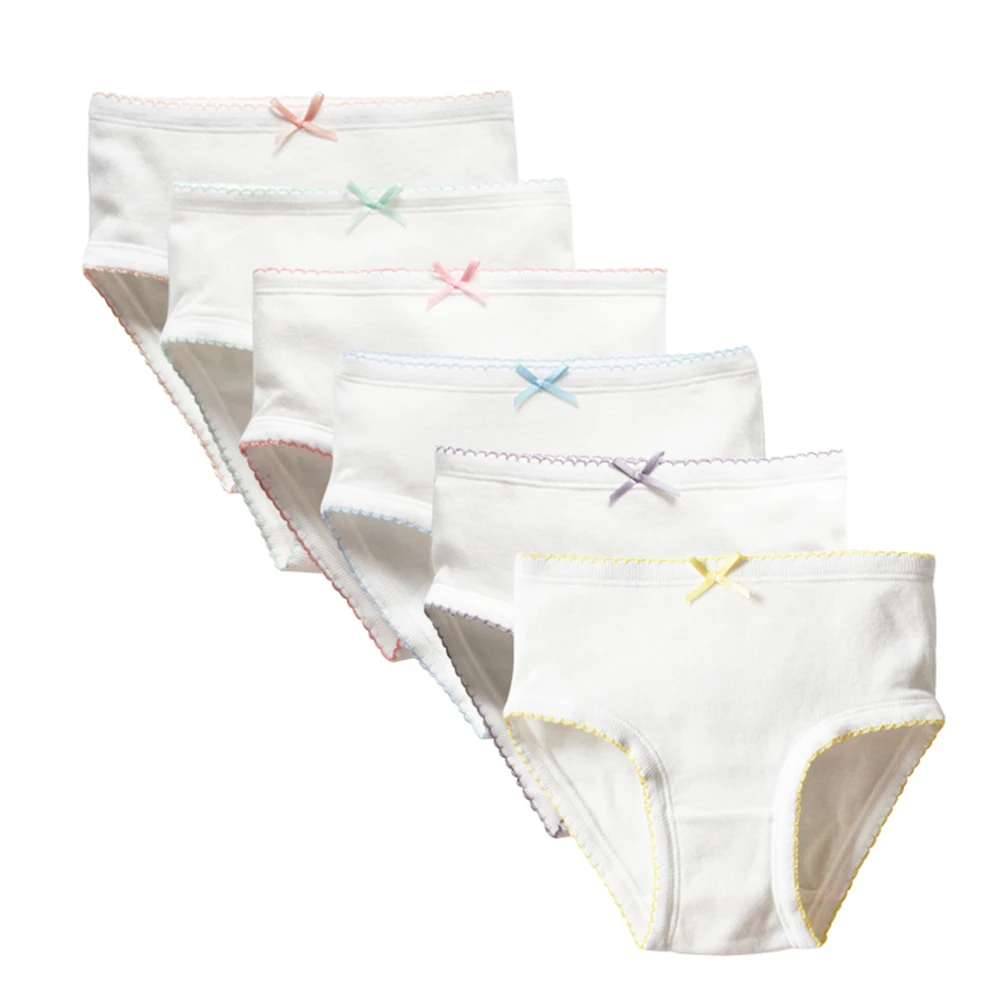 

6 Pcs Little Girls Underwear Bowknot Cotton Teen Panties Pack Kids Briefs Child Soft Young Girl Pants 2-16Years