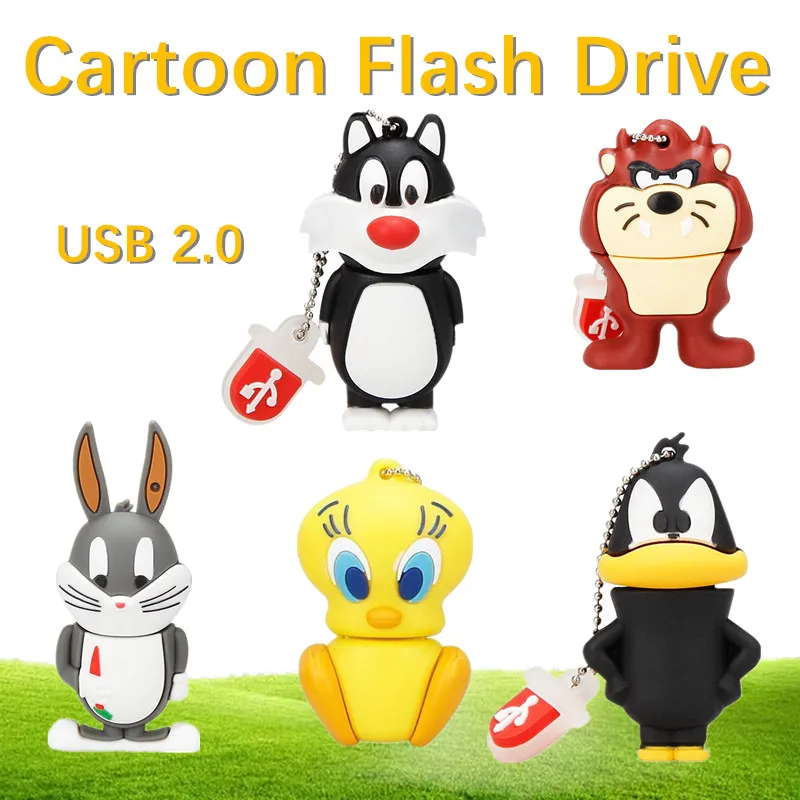 Мультфильм Кот/утка/Лев/Кролик/ворона животных серии флеш-диск usb 2,0 128 ГБ 8 ГБ 16 ГБ флеш-накопитель 32 Гб 64 Гб Флешка usb карта памяти
