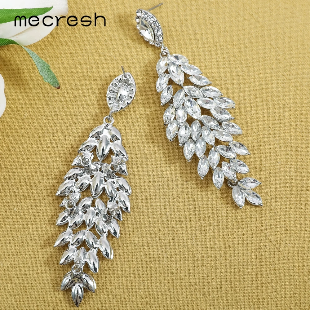 Роскошные свадебные серьги Mecresh с австрийским кристаллом длинные серьги-капли