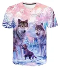 Летняя футболка в уличном стиле 2021, крутая футболка с волчьим узором, Повседневная модная свободная футболка с 3D-принтом животных, топы с коротким рукавом
