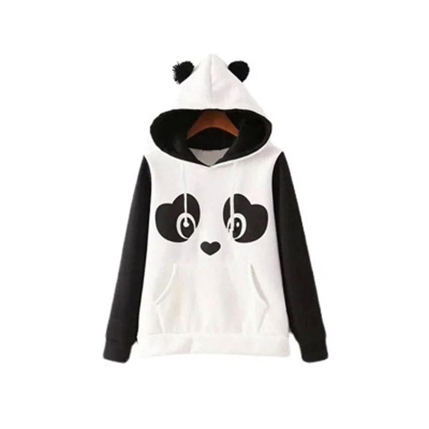 

2021 ny stil europisk og amerikansk hippie sd og legende panda print fleece sort og hvid kontrastfarve damer sweater Harajuku