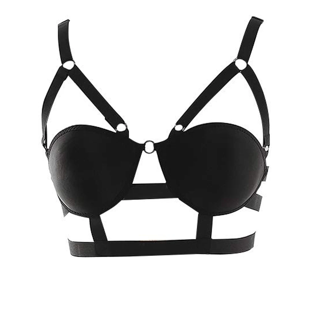 Women Black Strappy Hollow Sexy Lingerie Body Harness Full For Women Harness Body Belts Bondage Garter Set