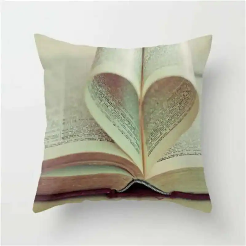 Чехол для подушки 18 дюймов с принтом книги хлопковый льняной наволочка домашнего