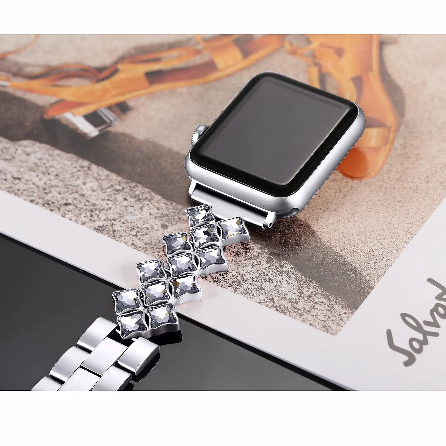 Beiziye бриллиантовый ремешок из нержавеющей стали для Apple Watch 38 мм 42 мм браслет pulseira женский ремешок для iWatch 40 мм 44 мм серия 5 4 3 2
