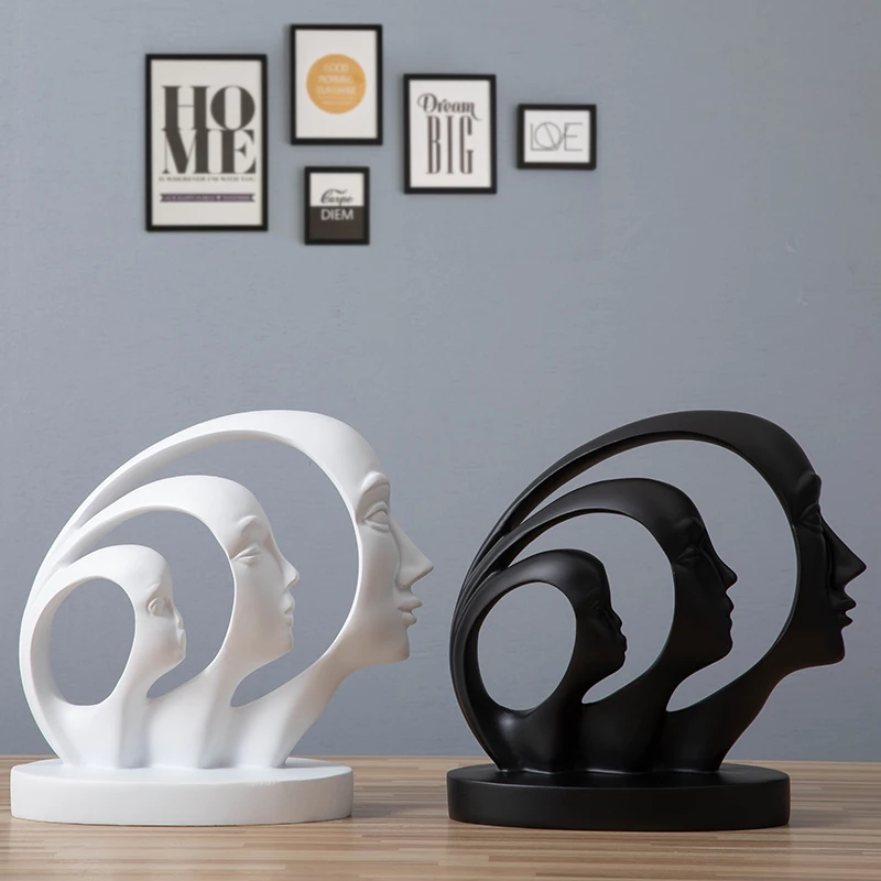 Европейские абстрактные украшения с изображением черного и белого лица из смолы