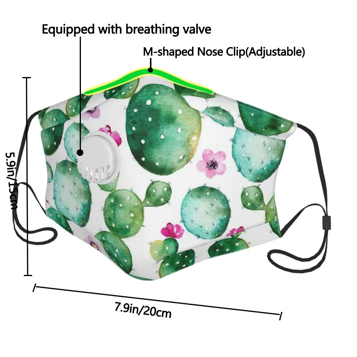 

Cactus Patterns Mouth Face Mask Anti Haze/Anti Dust Mouth Mask Respirator With Filter Respirator