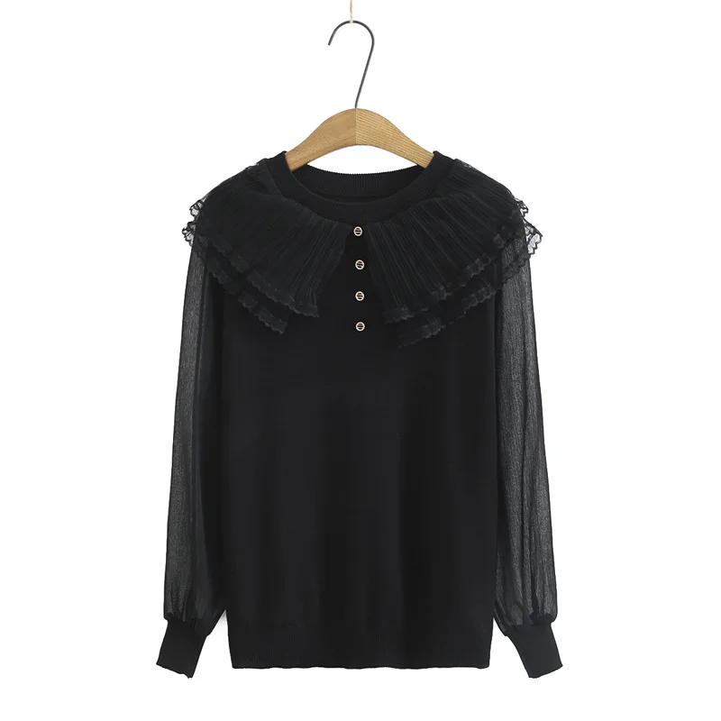 

Spring 2021 Women Knitwear Blouses Plus Size Fashion Casual Clothes Female Tops Chiffon Sleeve Pullover Blusas De Mujer XL/4XL