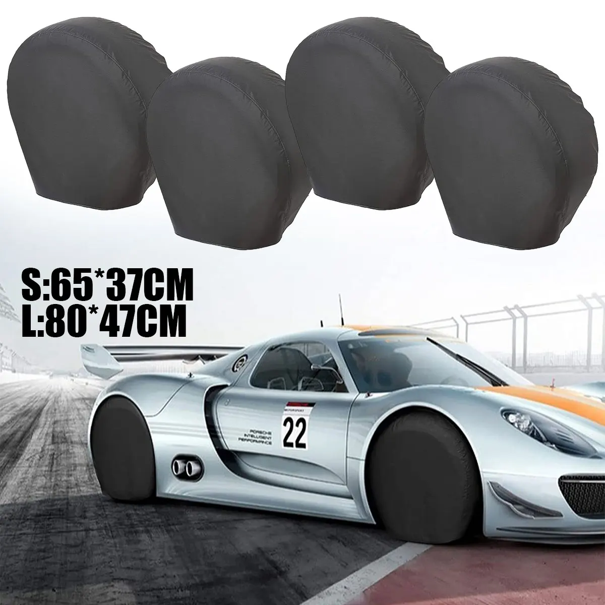 

Universal 4pcs S/L Car Spare Tire Cover Case Tires Storage Bag Carrier Auto Tyre Wheel Protector Dustproof Waterproof Anti-snow