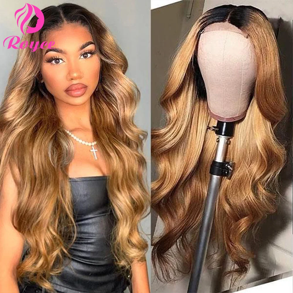 

13x6x1 Lace Front Human Hair Wigs Body Wave Ombre 1B/30 Colored Human Hair Wigs Brazilian Curly T Part Lace Wig With Baby Hair