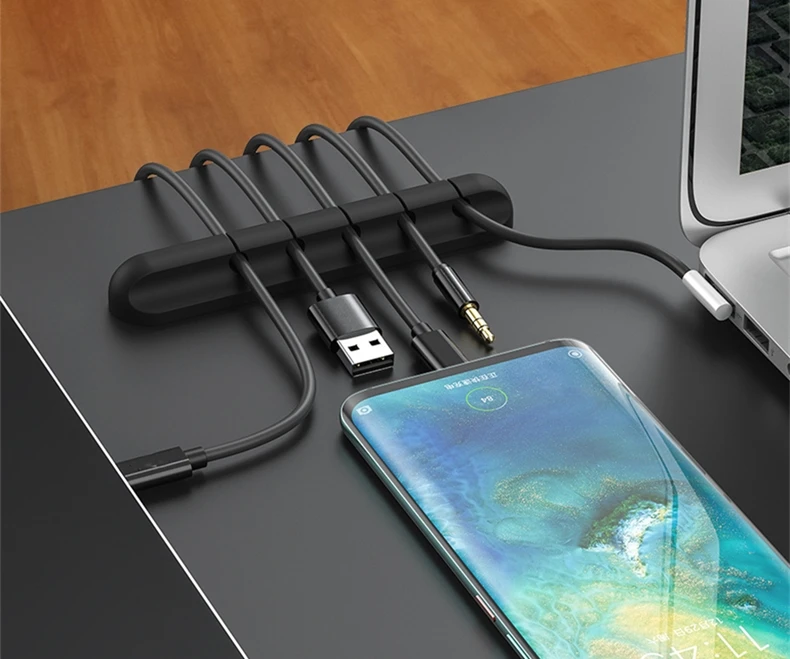Кабельный органайзер, 3/5 портов, силиконовый usb-кабель, зажимы для сматывания проводов, держатель для наушников, шнур для мыши, дата-линия