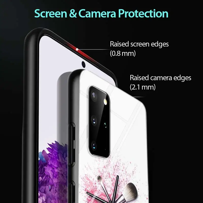 

Fashion make up brush For Samsung Galaxy A71 A51 (5G) A41 A31 2020 A21S A11 A90 A70S A10S A30S A50S Gloss Black Phone Case