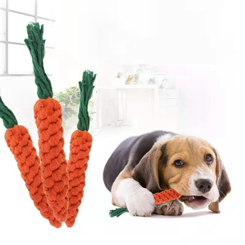 

Dog Bright Color Creative Molar Toys Food Grade Cotton Rope Non-toxic Pet Carrot Shaped Toy Creative Puppy Supplies