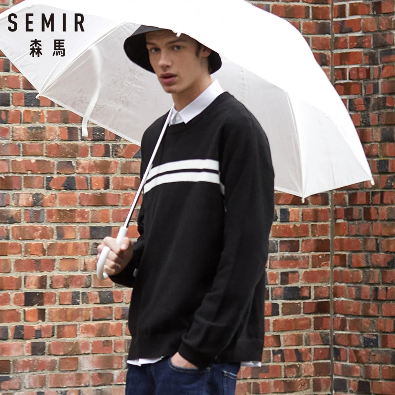 Свитер Semir мужской в Корейском стиле тонкий пуловер с круглым вырезом Молодежный
