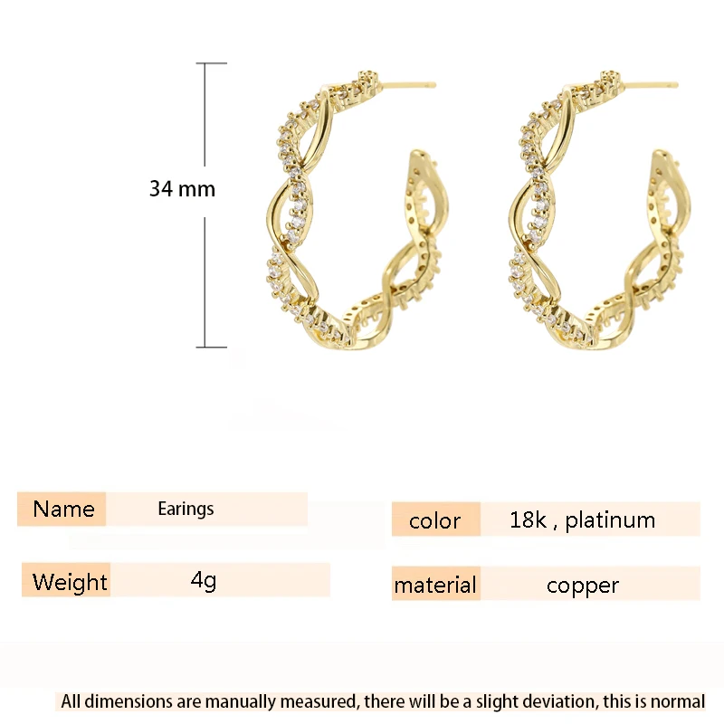 

SIPENGJEL Fashion Cubic Zircon Laige Round Geometric Studs Earrings Exaggerated Style C-shaped Earrings For Women Jewelry 2021