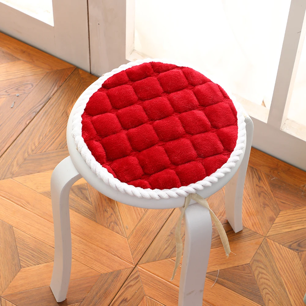 

Fashion Classical Winter Red Velvet Cushions White Bar Chair Round Seat Cushion Plush Stool Pad Solid Color Home Decorate