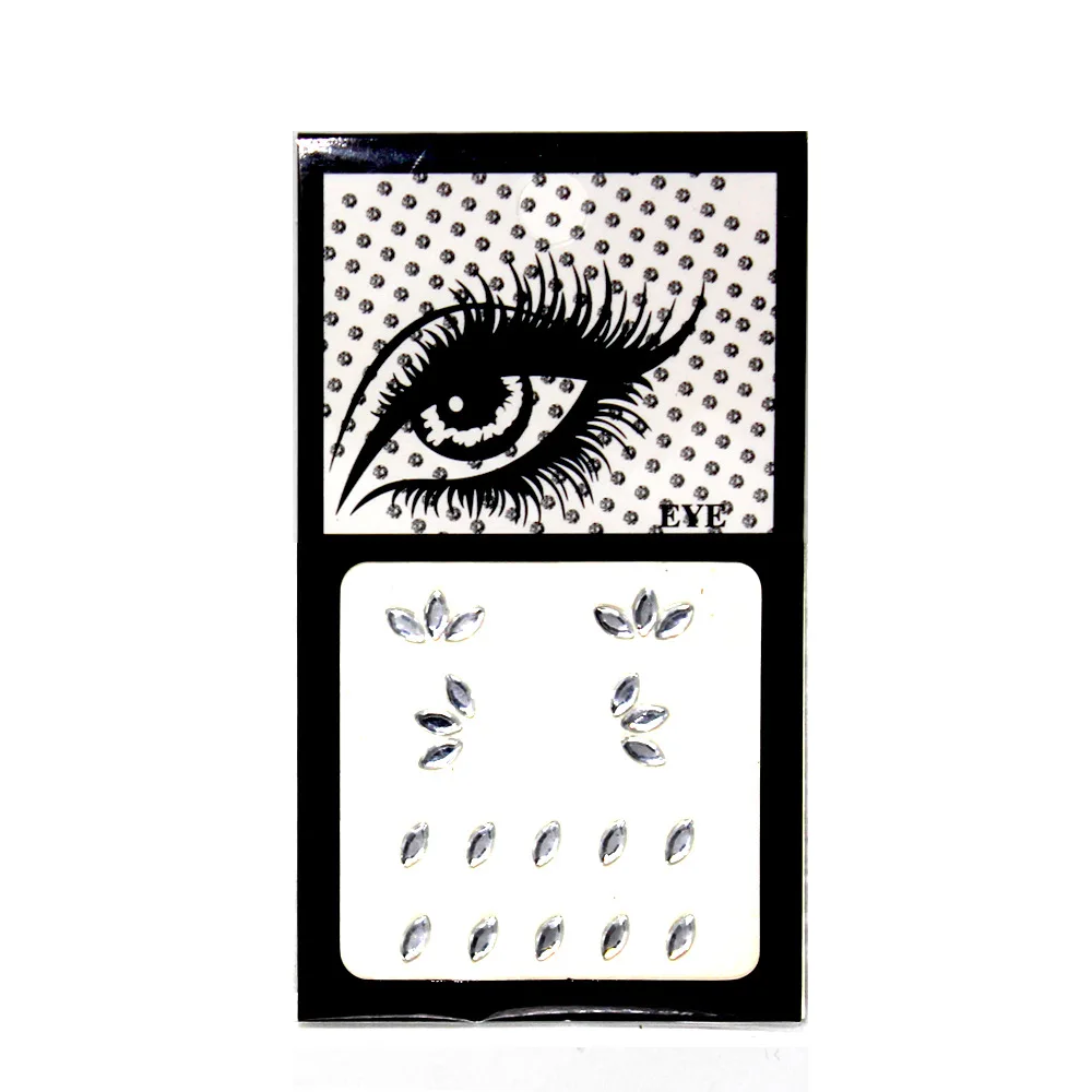 1 шт. с кристаллами и Стикеры лба наклейка на козырек кузова вечерние глаз макияжный стикер дрель акриловая наклейка дрель глаза Стикеры s - Цвет: ET01-White