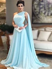 Шифоновые платья на одно плечо для матери невесты, модель 2021 года, трапециевидные платья без рукавов с иллюзией на спине для сдержанных свадебных торжеств