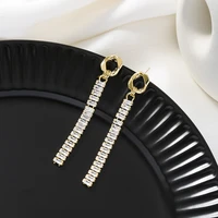 statement sparkling zircon long earrings for women etrendy new jewelry delicate earings