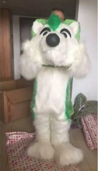 Новинка Длинный меховой костюм с собакой Талисман Пушистый Карнавальный