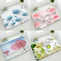 3d flower non slip bathroom mat green leaves plant watercolor tree butterfly bedroom kitchen doormat absorbent carpet washable