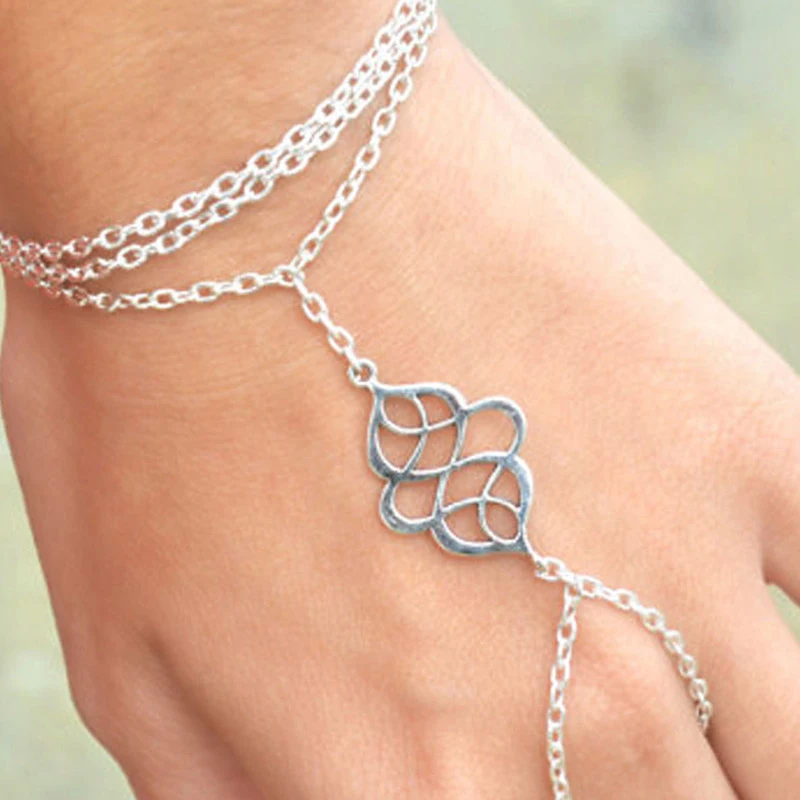 Женский браслет из серебристой цепочки модное Ювелирное Украшение на палец |