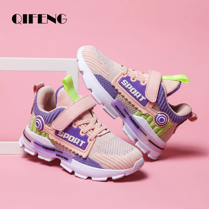 2022 Girls Fashion Casual Shoes Light Mesh Sneakers Kids Summer Children Tenis Cute Sport Cartoon Running Footwear Size 6 7 8 9