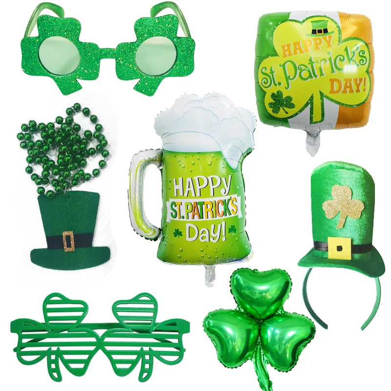 St Patricks Day Decoration Supplies Irish Party Shamrock Clovers Balloons Necklace Glasses Headband | &amp Holiday DIY Decorations