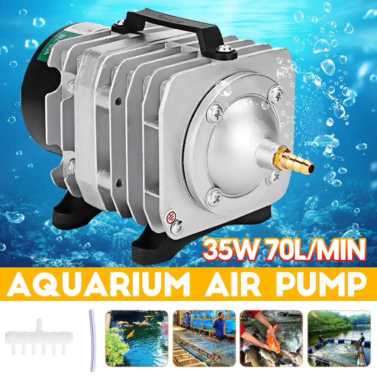 

35W 220V-240V/50Hz 70L/min HAILEA Electromagnetic Air Compressor Fish Tank Oxygen Air Pump Hydroponics 6 Way Air Aerator Pumps