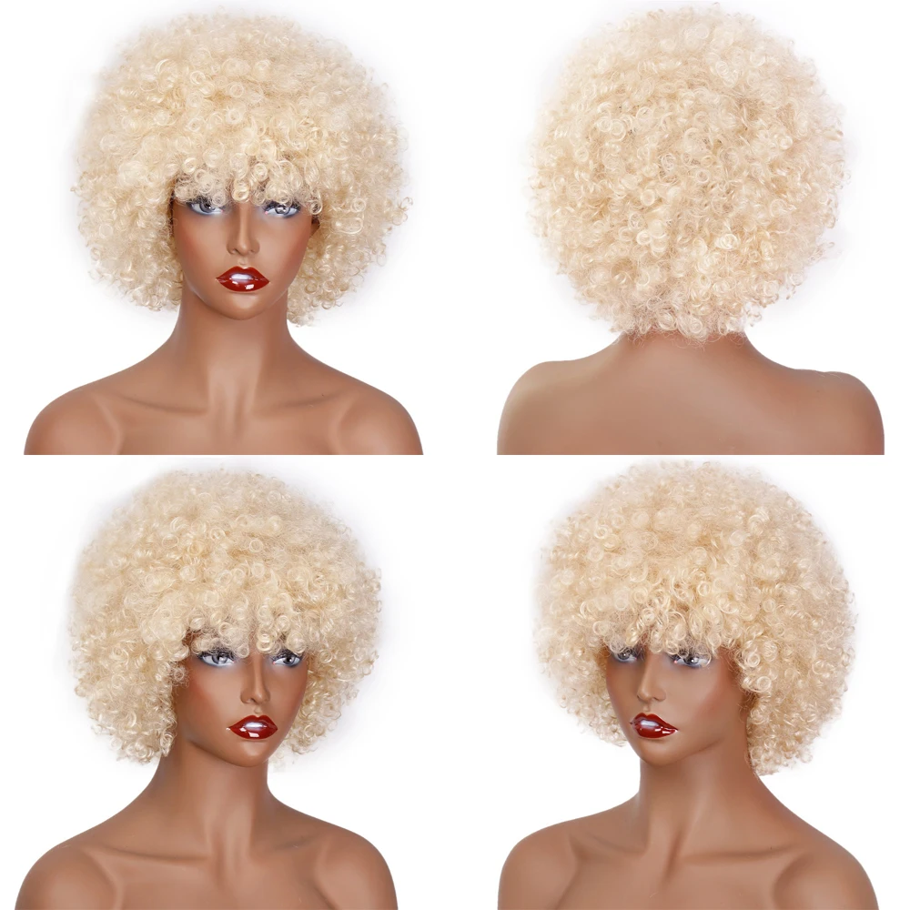 

AISI HAIR 12inches Black Afro kinky Curly Wig Synthetic Short Wigs for Black Women Heat Resistant Fiber Hair Cosplay wig