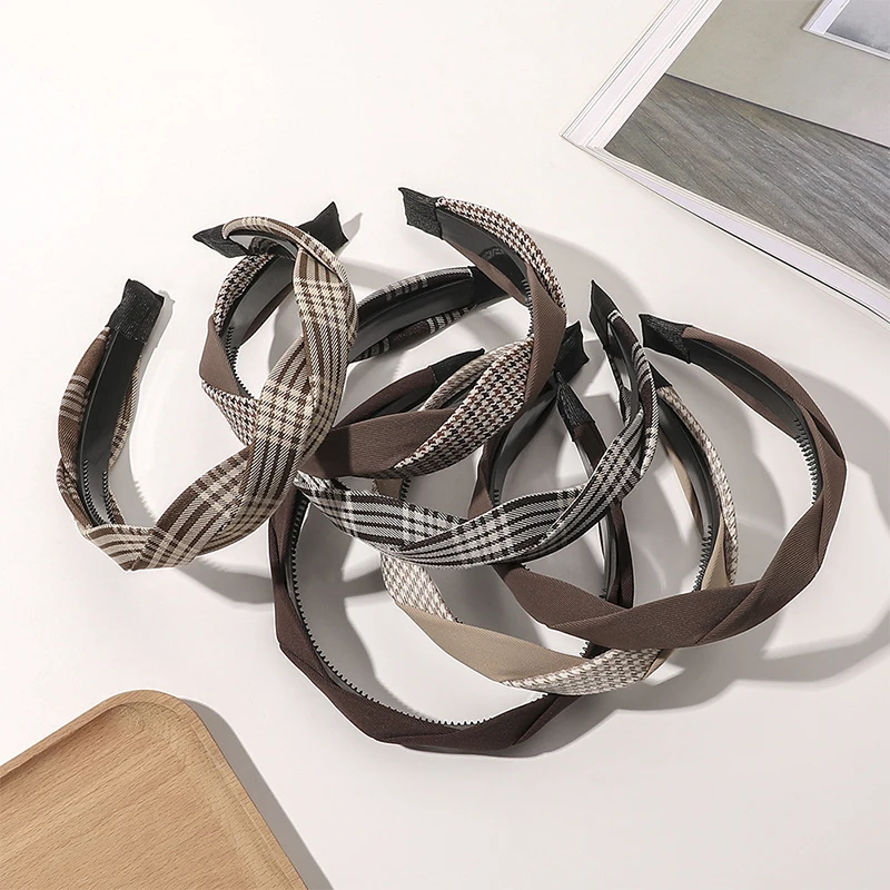 

Elegant Two-color Headband Stylish Vintage Hairbands All-match Hairband Headwear With Teeth Coffee Color Series Headband