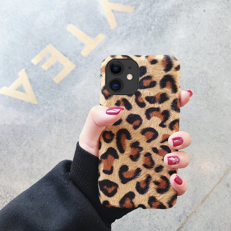 Для iPhone 11 Pro X Xr Xs Max 8 7 6S 6 Plus чехол Теплый леопардовый мягкий плюшевый пушистый мех ТПУ Гибкая задняя чехол для iPhone 5 5S se