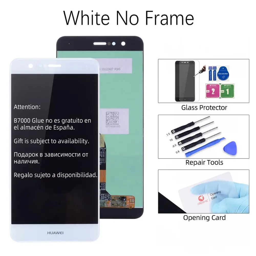 Исплей для HUAWEI P10 Lite Display LCD в сборе с тачскрином на рамке 5.2'' черный синий белый золото порошок Nova Lite lx1 lx2 WAS-LX1 - Цвет: White No Frame