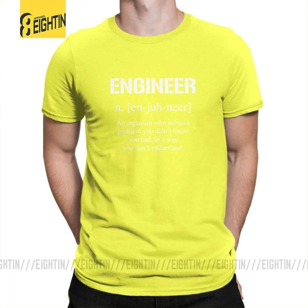 Футболки с надписью «Engineer Charm», мужские футболки с круглым вырезом и коротким рукавом, Забавные футболки из хлопка размера плюс для отдыха - Цвет: Цвет: желтый
