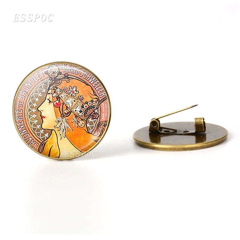 Бронзовая брошь в стиле ретро для матери и ребенка стеклянная купольная