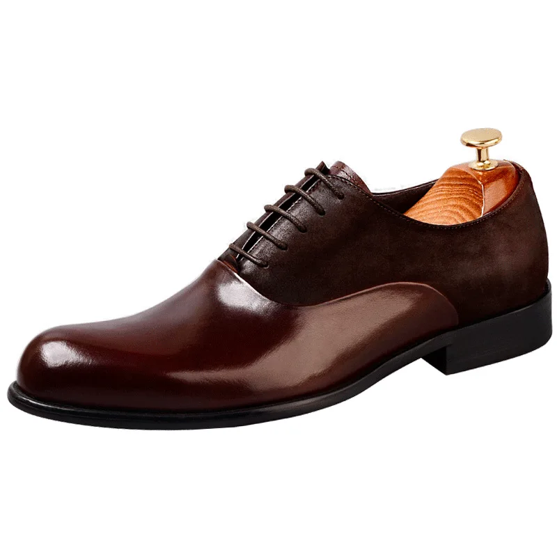 Мужские деловые туфли из натуральной кожи черные оксфорды на плоской подошве