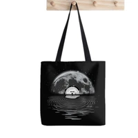 2021 shopper moon song tote bag printed tote bag women harajuku shopper handbag girl shoulder shopping bag lady canvas bag