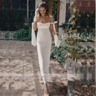 Простые короткие свадебные платья 2021 женское элегантное атласное платье с жемчугом на тонких бретельках женское платье