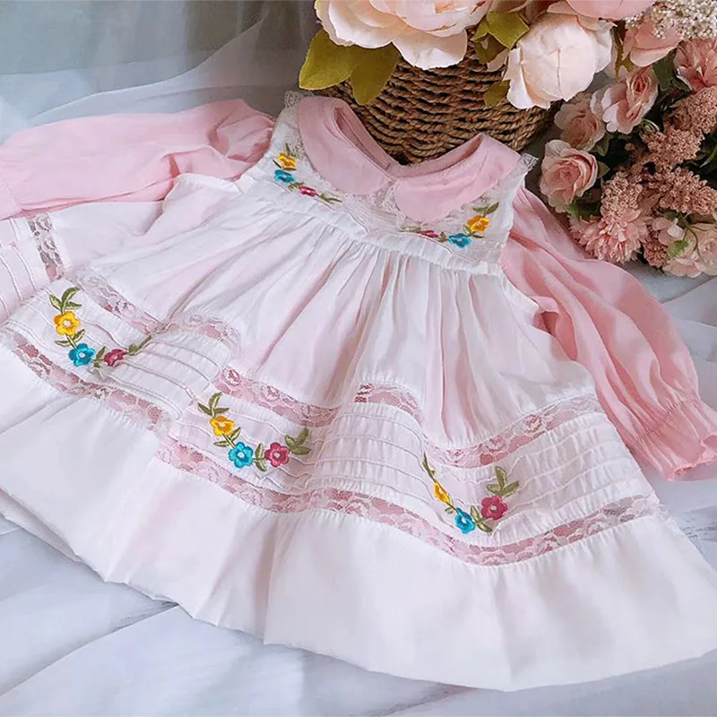 2 предмета летнее и осеннее платье принцессы с длинными рукавами розовой