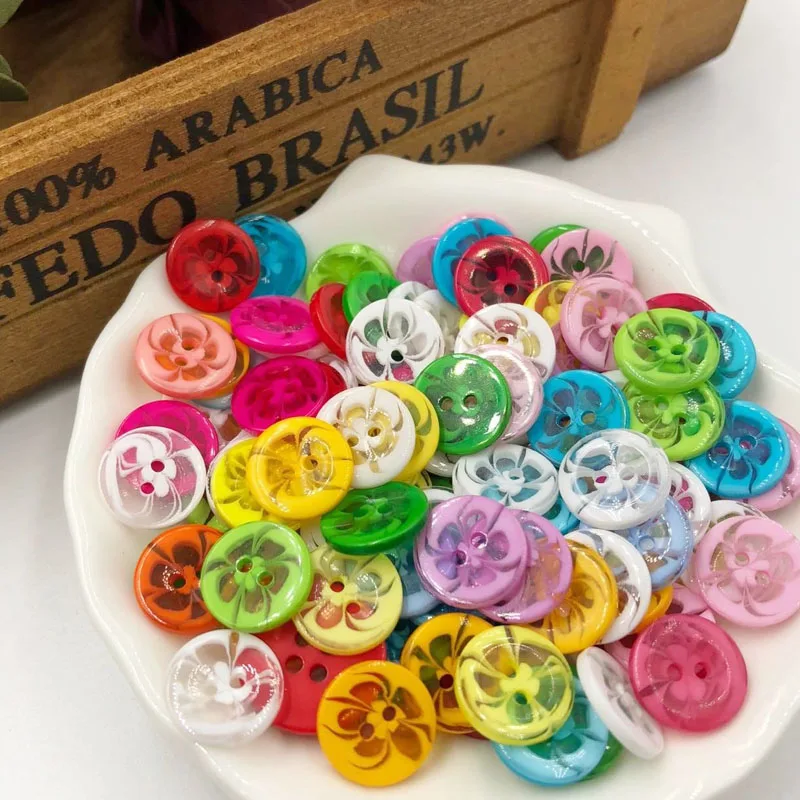 50Pcs 13mm Children's Clothing Candy Color Buttons Cartoon Color Two Eye Buttons for Wedding Decor Sewing Accessories PT95