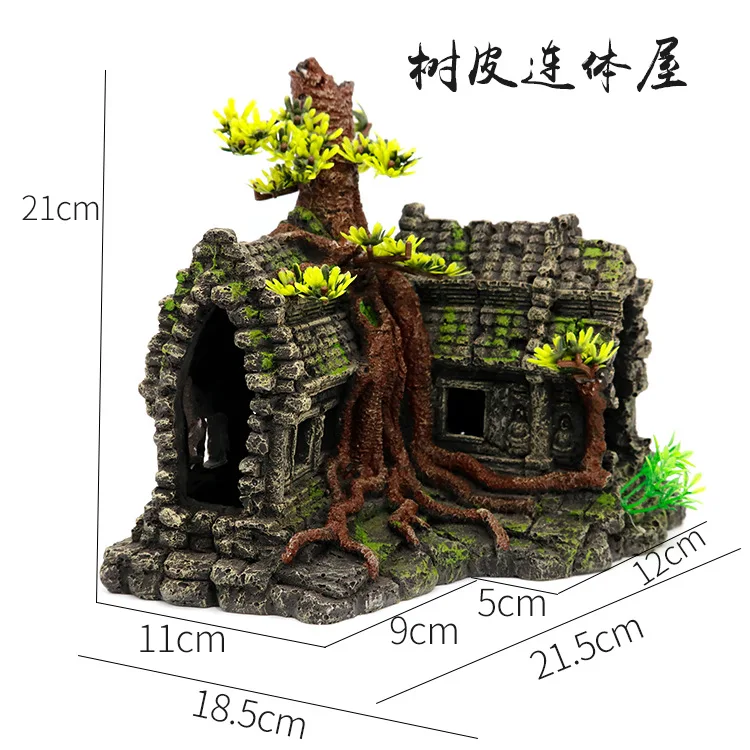 

Fish Tank Rockery Landscaping Tree House Aquarium Decoration Fake Water Plants Tree House Creative Wooden House Decorations
