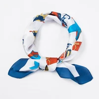 lunadolphin hair band small square scarf 70x70 luxury chiffon silk neckerchief blue pink elegant prince lady headband bandana